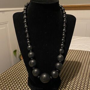 Black Wooden Bead Necklace - Classic Statement Jewelry